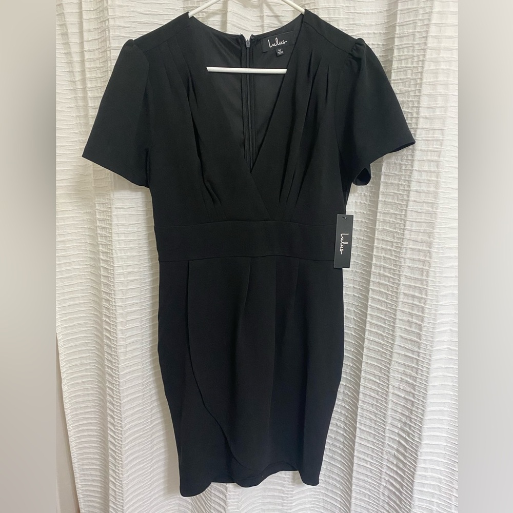 Lulu's Little Black Wrap-Style Sheath Dress